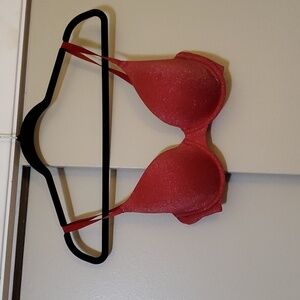 b.tempt'd red and silver metallic underwire support bra size 34D